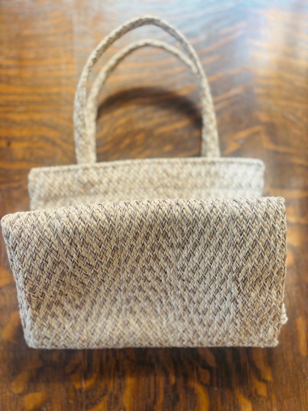 Woven Raffia Mini Tote in Natural - Picture 4 of 7